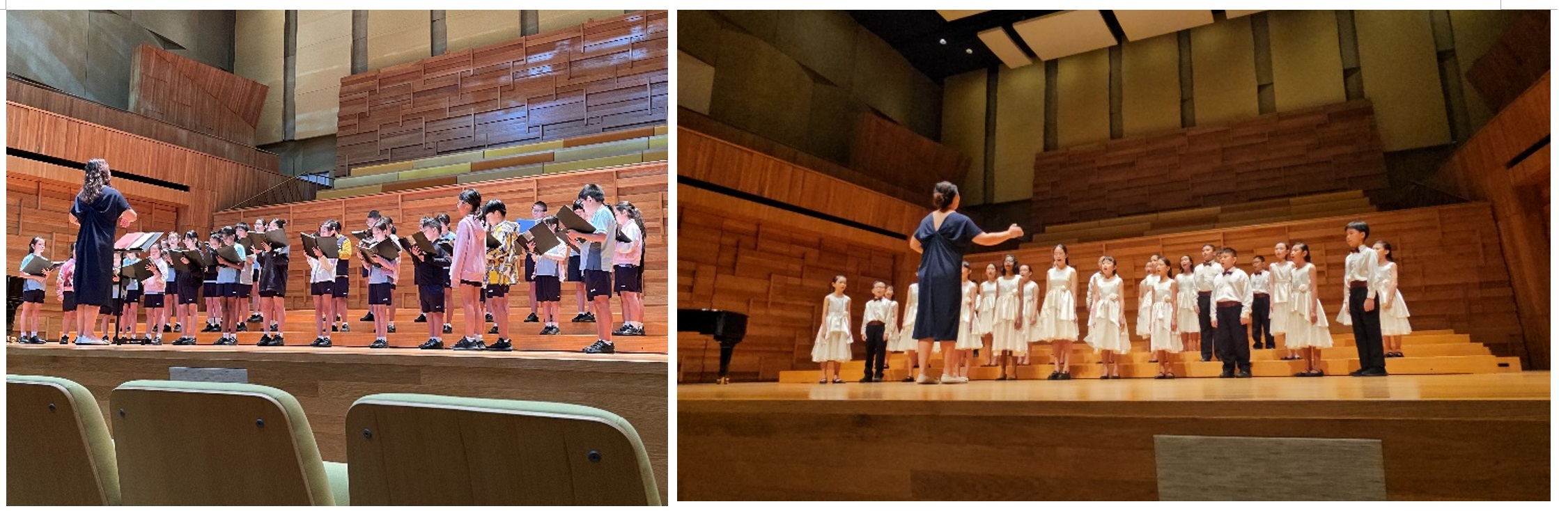 AGPS Choir rehearsing and later performing at the SOTA Concert Hall for the Singapore Youth Festival Arts Presentation.